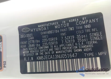 2022 Hyundai Tucson Hybrid Limited z USA, uszkodzony, nr VIN KM8JECA13NU051647